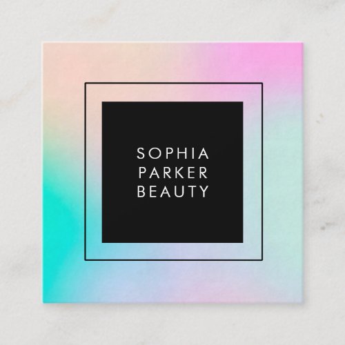 Modern Colorful Holographic  Social Media Square Business Card