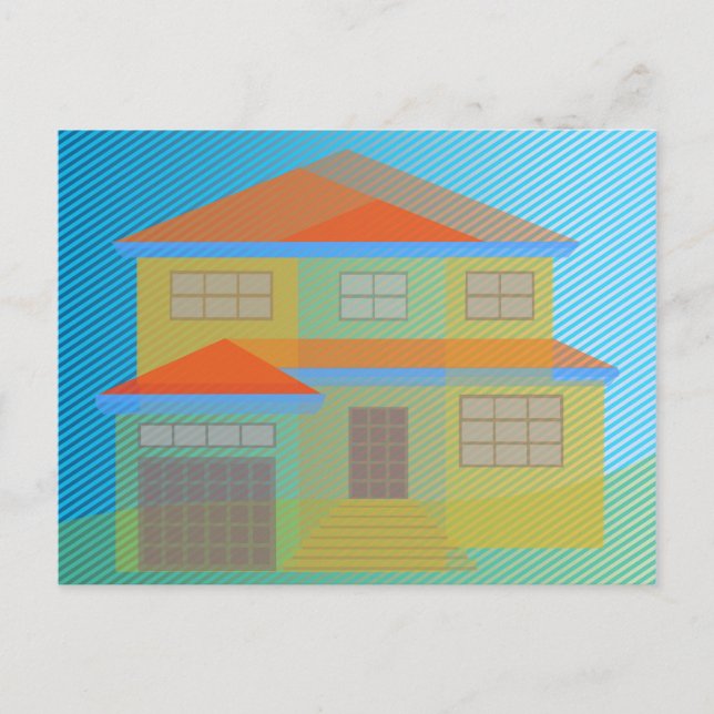    Modern Colorful House Contemporary Illustration Postcard (Front)