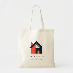 Modern Colorful House Logo Realtor Blue Red Orange Tote Bag