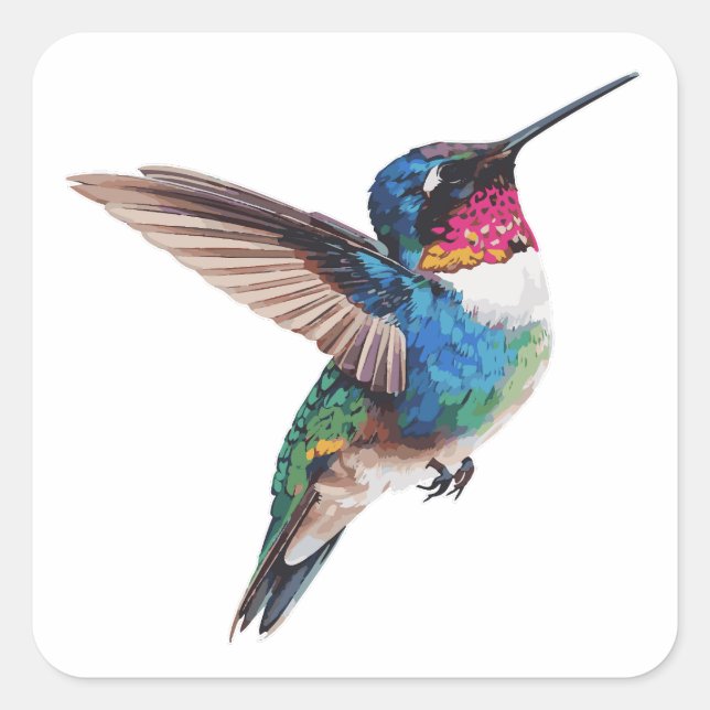 Modern Colorful Hummingbird Artistic Sticker (Front)