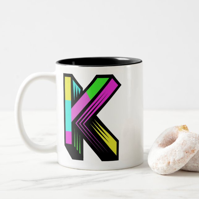 Modern colorful Initial K Mug (With Donut)