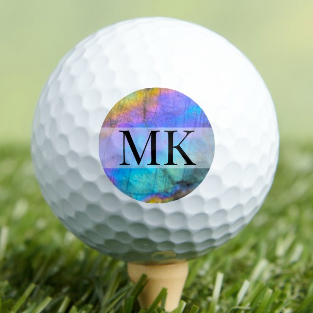 Modern Colorful Initial Monogram Golf Balls (Modern Colorful Marble Initial Monogram Golf Balls)