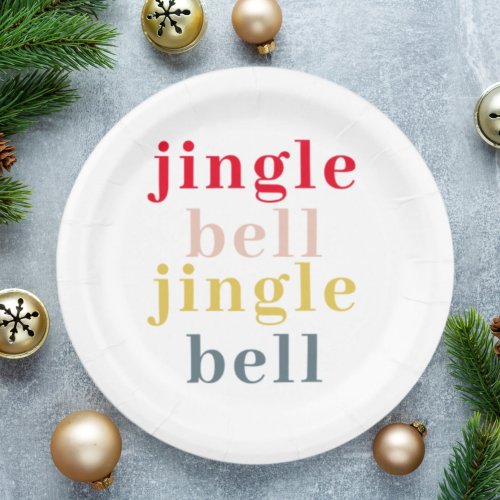 Modern Colorful Jingle Bell Jingle Bell Paper Plates