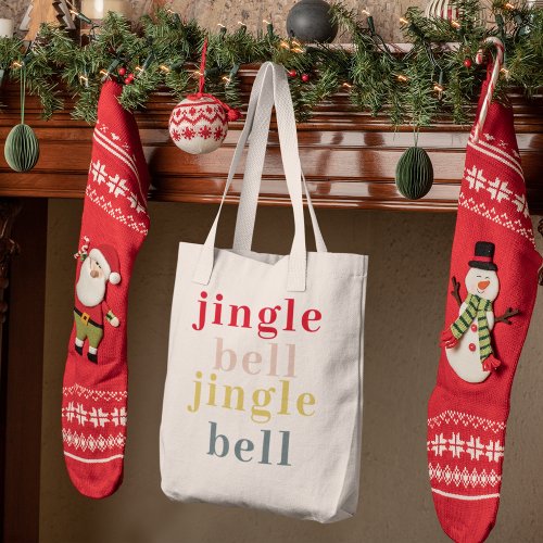 Modern Colorful Jingle Bell Jingle Bell Tote Bag