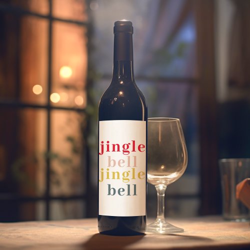 Modern Colorful Jingle Bell Jingle Bell Wine Label