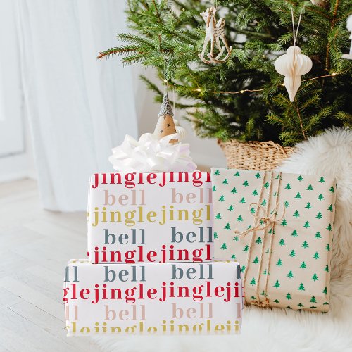 Modern Colorful Jingle Bell Jingle Bell Wrapping Paper
