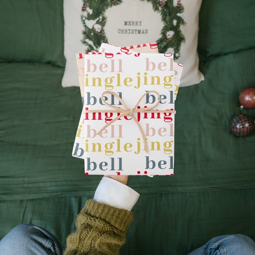 Modern Colorful Jingle Bell Jingle Bell  Wrapping Paper Sheets