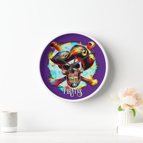 Modern  Colorful Jolly Roger Clock