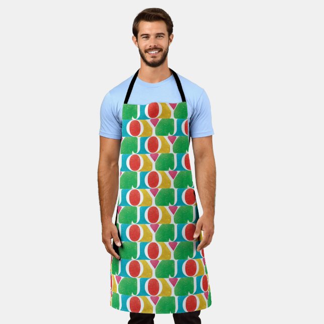 MODERN colorful JOY JOY JOY CHRISTMAS HOLIDAY Apron (Worn)