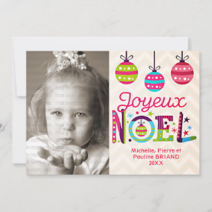 Modern Colorful Joyeux Noël Photo Holiday Card