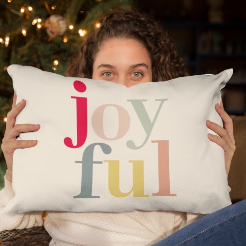 Modern Colorful Joyful Christmas Holiday Gift Lumbar Pillow