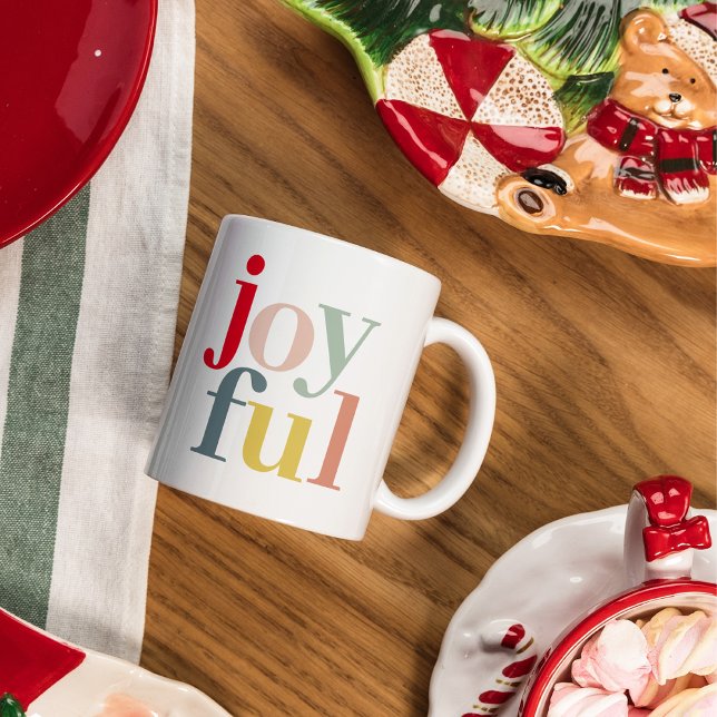 Modern Colorful Joyful Christmas Holiday Gift Mug (Creator Uploaded)