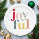 Modern Colorful Joyful Christmas Holiday Gift Paper Plates<br><div class="desc">Modern Colorful Joyful Christmas Holiday Gift</div>