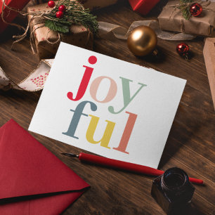 Modern Colorful Joyful Christmas Holiday Gift Postcard