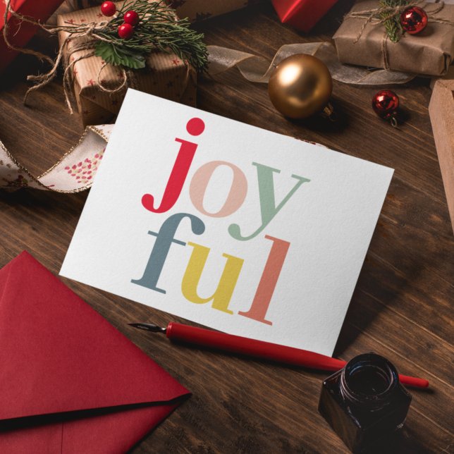 Modern Colorful Joyful Christmas Holiday Gift Postcard (Creator Uploaded)