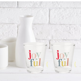 Modern Colorful Joyful Christmas Holiday Gift Shot Glass