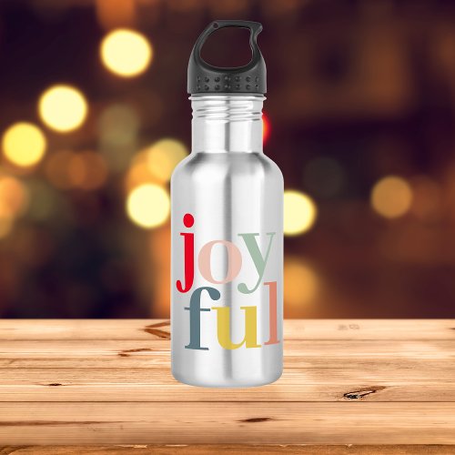 Modern Colorful Joyful Christmas Holiday Gift Stainless Steel Water Bottle