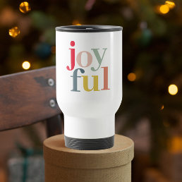 Modern Colorful Joyful Christmas Holiday Gift Travel Mug
