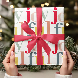 Modern Colorful Joyful Christmas Holiday Gift Wrapping Paper