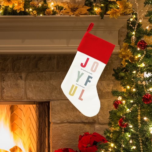 Modern Colorful Joyful Christmas Stocking