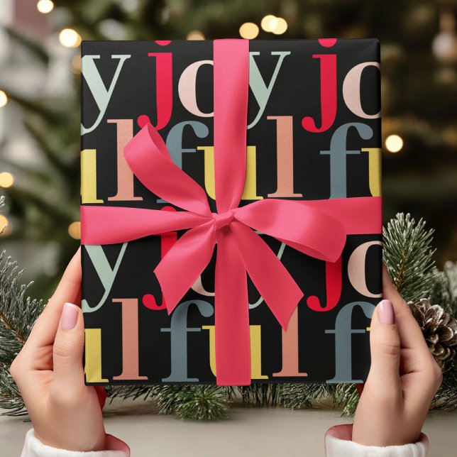 Modern Colorful JOYFUL Christmas  Wrapping Paper (Creator Uploaded)