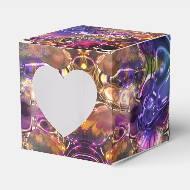 Modern Colorful Kaleidoscopic Lights Disco Party Favor Boxes (Front Side)