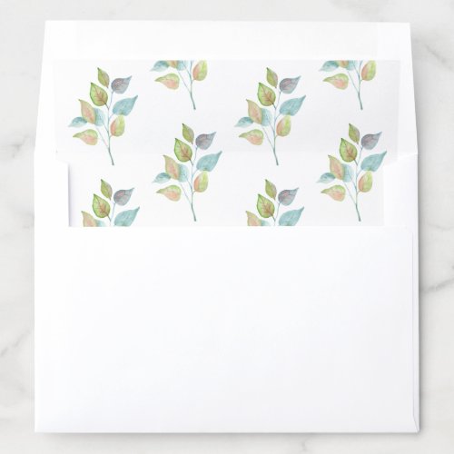 Modern Colorful Leaves Watercolor Foliage Wedding Envelope Liner