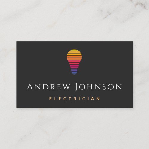 Modern Colorful Lightbulb Electrician Minimalist Business Card