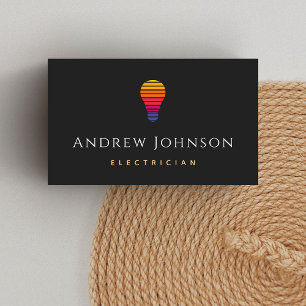 Modern Colorful Lightbulb Electrician Minimalist Business Card