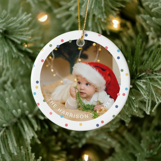 Modern Colorful Lights Photo Ceramic Ornament (Tree)