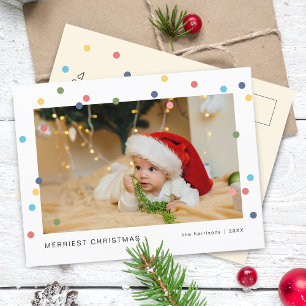 Modern Colorful Lights Photo Holiday Postcard