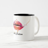 Modern Colorful Lips Makeup Beauty Hair Salon Two-Tone Coffee Mug (Front Right)
