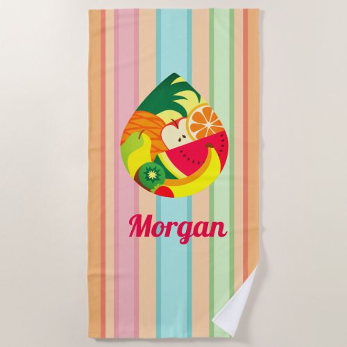   Modern Colorful Logo Add Your Company Name Fruit Beach Towel