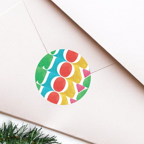 MODERN colorful LOVE PEACE JOY merry CHRISTMAS Classic Round Sticker