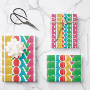 MODERN colorful LOVE PEACE JOY merry christmas Wrapping Paper Sheets