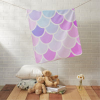 Modern Colorful Lovely Mermaid Seamless Pattern Baby Blanket