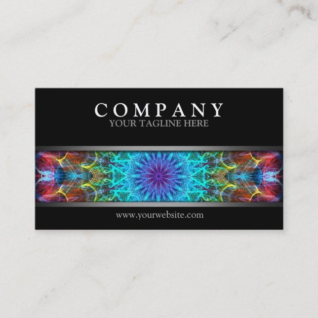 Modern Colorful Mandala Business Card (Front)
