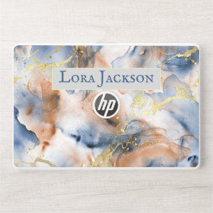 Modern colorful Marble design personalized name HP Laptop Skin
