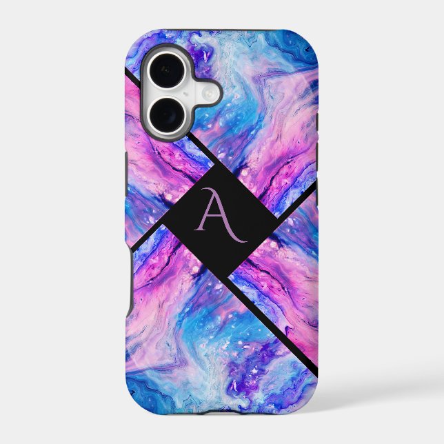 Modern Colorful Marble Monogram Iphone Case (Back)