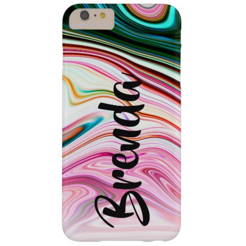 Modern Colorful Marble Swirls Monogram GR2 Barely There iPhone 6 Plus Case