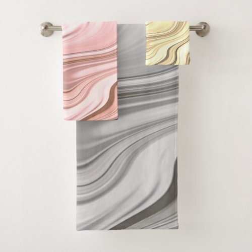 Modern Colorful Marble Texture Bath Towel Set