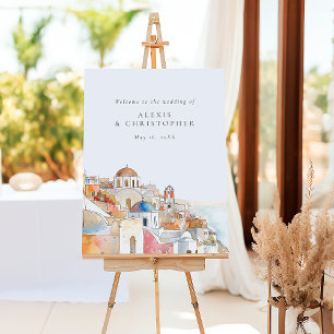 Modern Colorful Mediterranean Wedding Welcome Foam Board