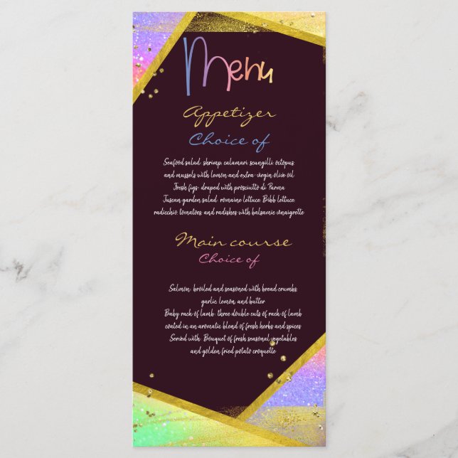 Modern Colorful Menu Card (Front)