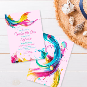 Modern Colorful Mermaid Under the Sea Invitation