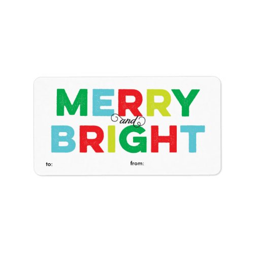 Modern Colorful Merry and Bright Gift Label