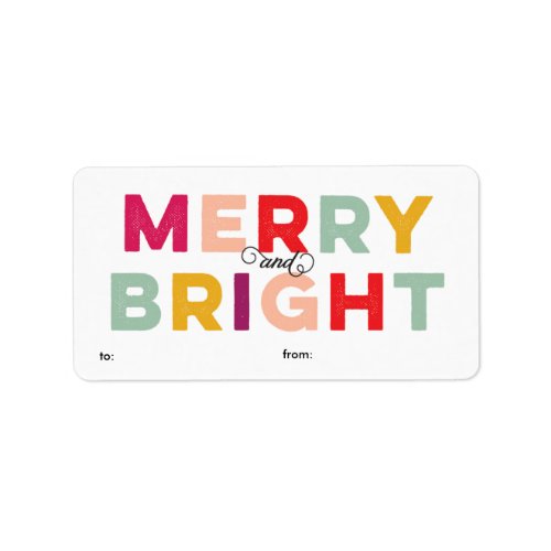 Modern Colorful Merry and Bright Gift Label