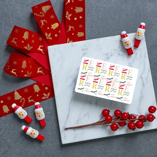 Modern Colorful Merry and Bright | Happy Holidays Business Card (Creator Uploaded)