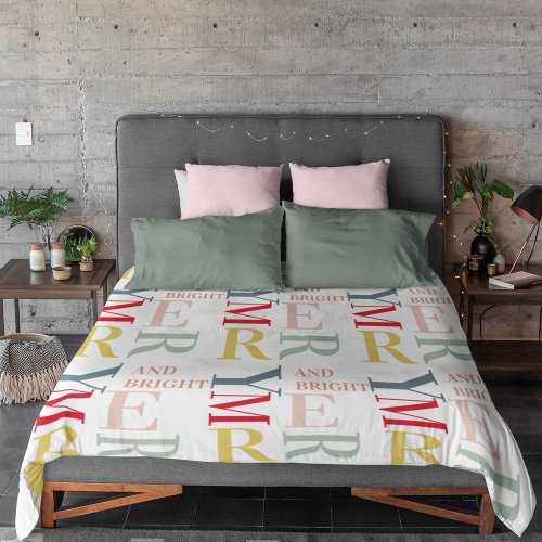 Modern Colorful Merry and Bright  Happy Holidays Fleece Blanket