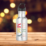 Modern Colorful Merry and Bright | Happy Holidays Stainless Steel Water Bottle<br><div class="desc">Modern Colorful Merry and Bright | Happy Holidays</div>
