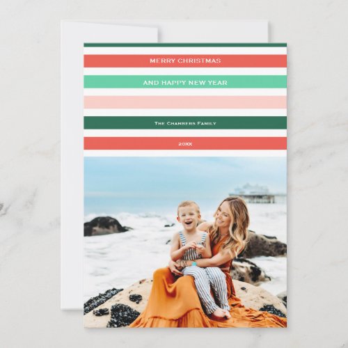 Modern colorful Merry and Bright photo Holiday Card